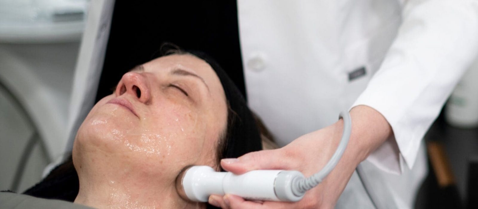 Patient undergoing chemical peel treatment